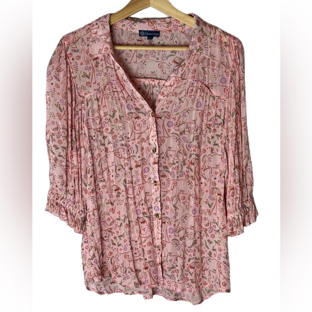 Democracy Pink Floral Blouse